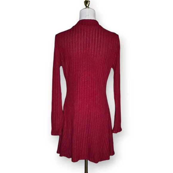 HALARA Ribbed Knit Mock Neck / Stand Collar A-Line Long Sleeve Mini Dress NWT - Picture 10 of 14